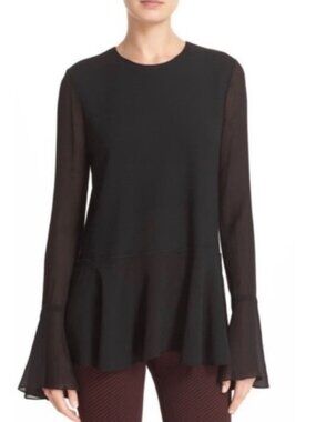 Theory Lexanda C Idol Bell-Sleeve Peplum Blouse